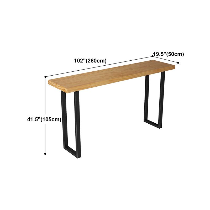 Solid Wood Bar Table Industrial Bar Dining Table with Black Sled Base