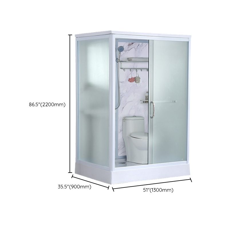 Framed Tempered Glass Shower kit with Base Included Framed Shower Stall in White