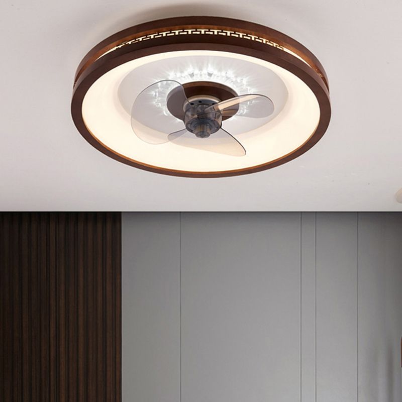 Nordic Style Ceiling Fan Lamp Circle LED Ceiling Fan Light with Acrylic Shade for Bedroom