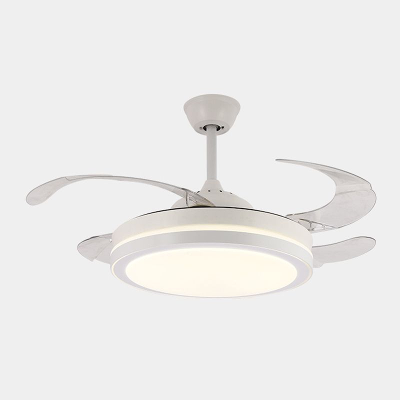 Modern Drum Ceiling Fan Light Interior LED Metal and Acrylic Fan Lighting Fixture