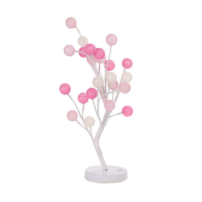 Ball Tree Bedroom Desk Lamp Cotton Thread Art Deco LED Night Table Lighting in Pink/Blue/Green-Pink-Blue