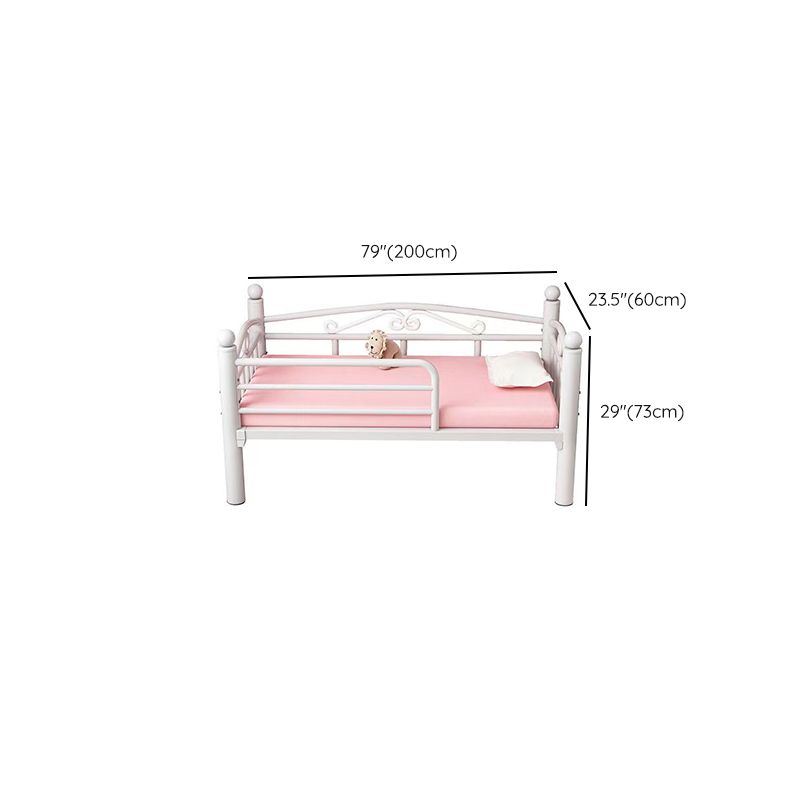 Metal Nursery Crib White Industrial Nursery Bed with Guardrail