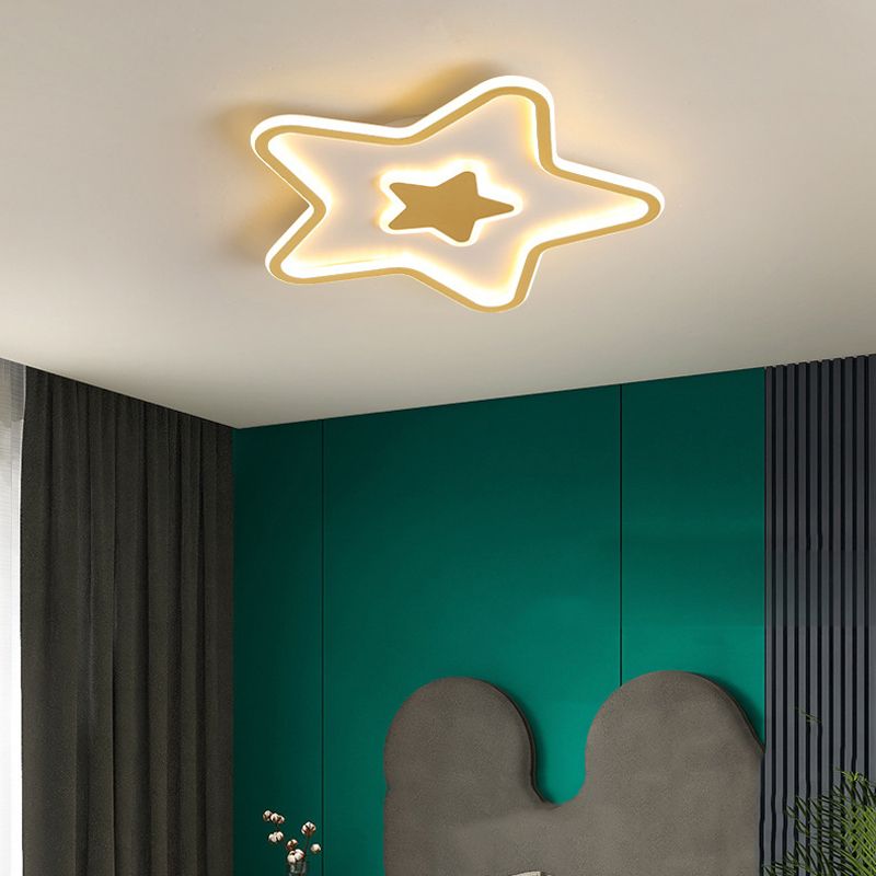 2-Light Golden Flush Mount Lighting LED Ceiling Light for Living Room