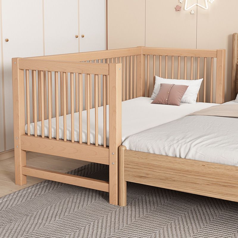 Farmhouse Style Beech Crib Solid Wood Nursery Crib with Guardrails