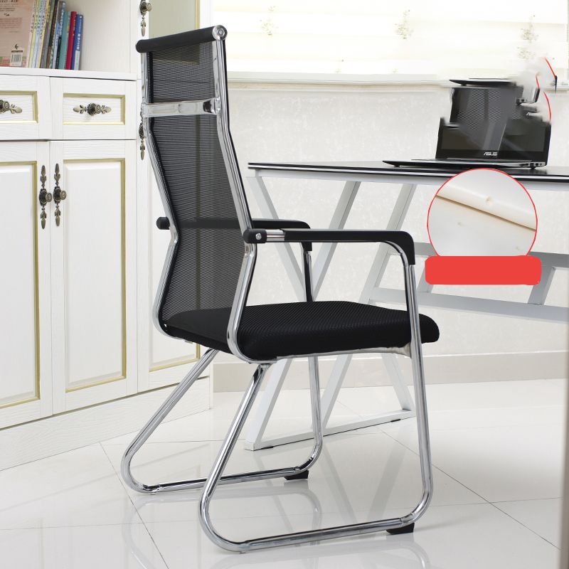 Contemporary Fixed Arms Desk Chair Ergonomic Mid-Back Desk Chair