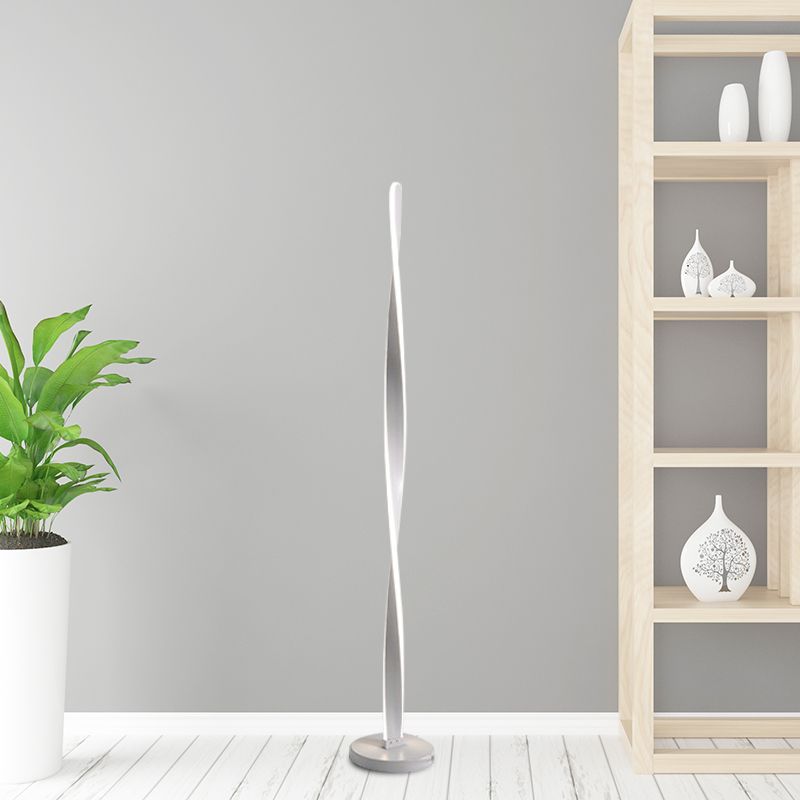 Acrylic Twisted Stick Floor Lighting Simplicity Black/White LED Stand Up Lamp with Spiral Design in Warm/White Light