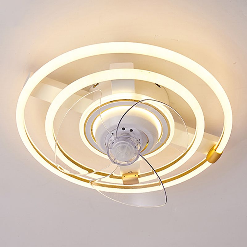 Simple LED Ceiling Fan Light Modern Ceiling Mount Lamp with Acrylic Shade for Living Room