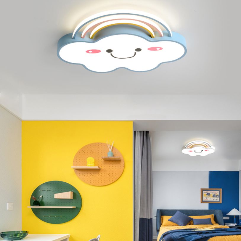 Acrylic Cloud LED Ceiling Light in Kids Creative Style Wrought Iron Flush Mount for Interior Spaces