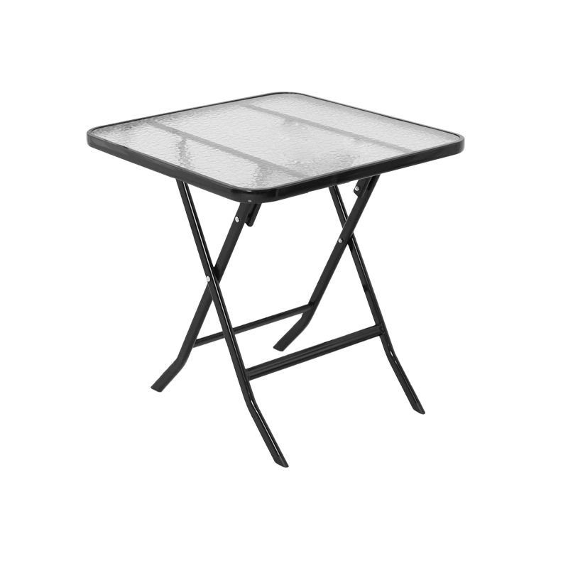 Black/Clear Bistro Table Contemporary Table with Metal Frame