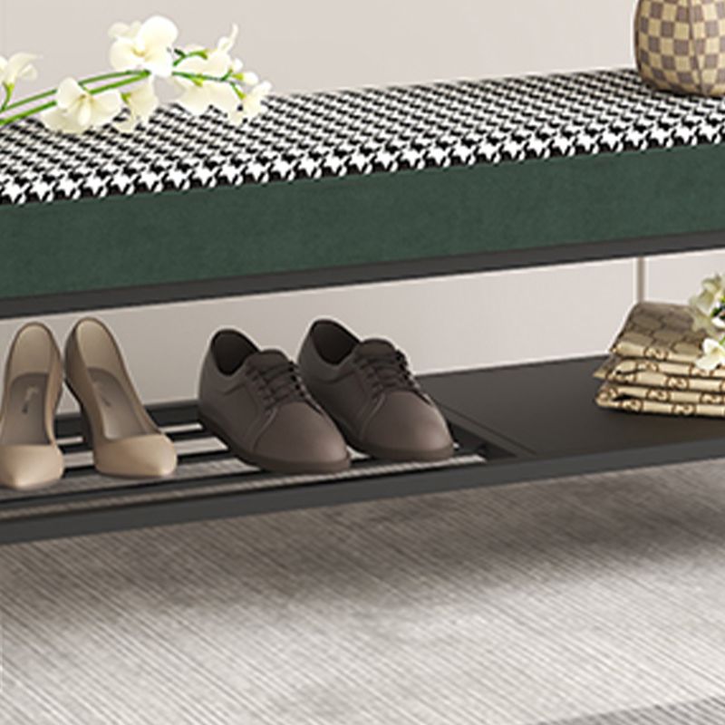 Modern Entryway Bench Cushioned Metal Rectangle Seating Bench