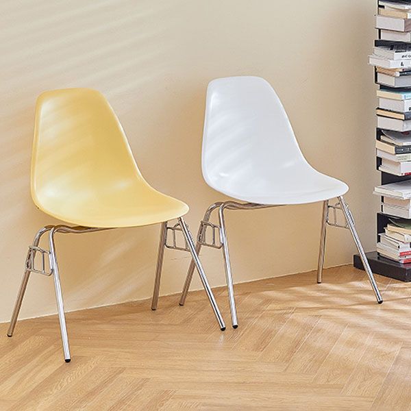 Industrial Style Armless Side Chairs Solid Back Plastic Dining Chair for Home