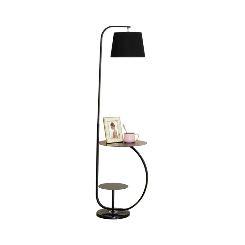 Moderniste 1-Bulb Stand Up Light avec tissu Shade Finish Finition Drum Floor Standing Lampe