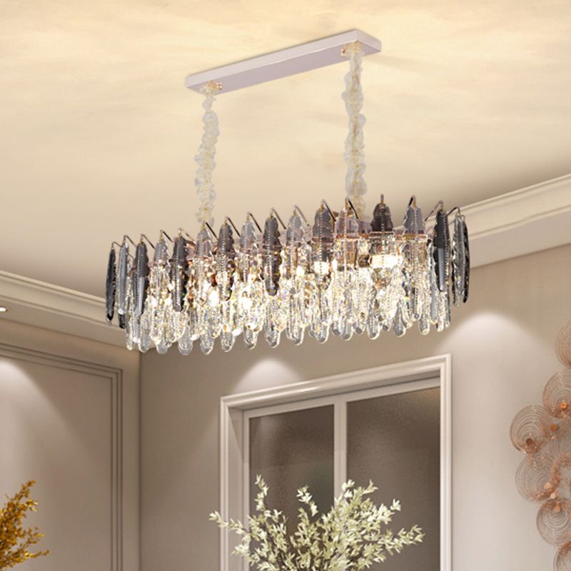 K9 Crystal Leaf Shade Chandelier Pendant Light Post-modern Clear Hanging Light pour le salon