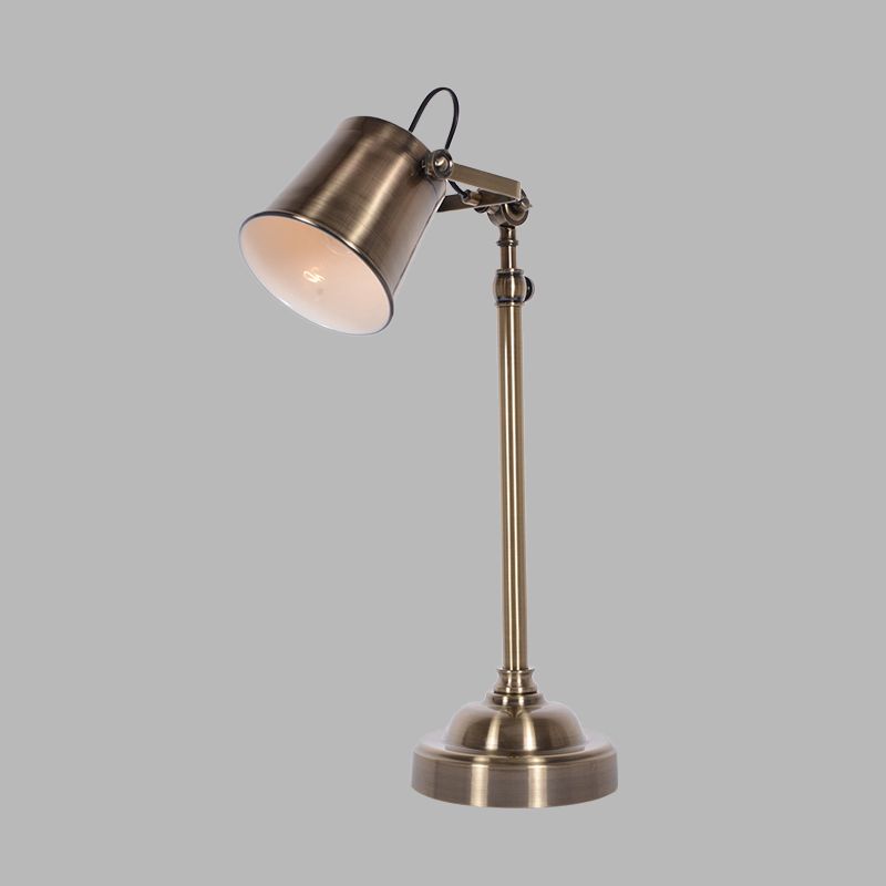 Metallic Bell Adjustable Table Lighting Antiqued 1 Light Study Room Reading Lamp in Silver