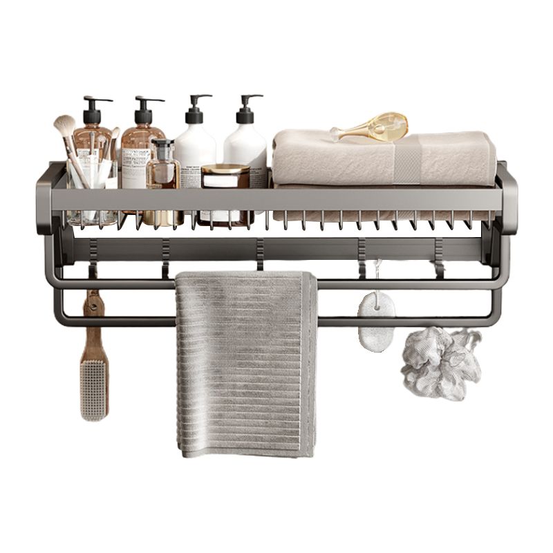 Contemporary Bath Hardware Set in Stainless Aluminum Matte Gray Robe Hooks/Towel Bar