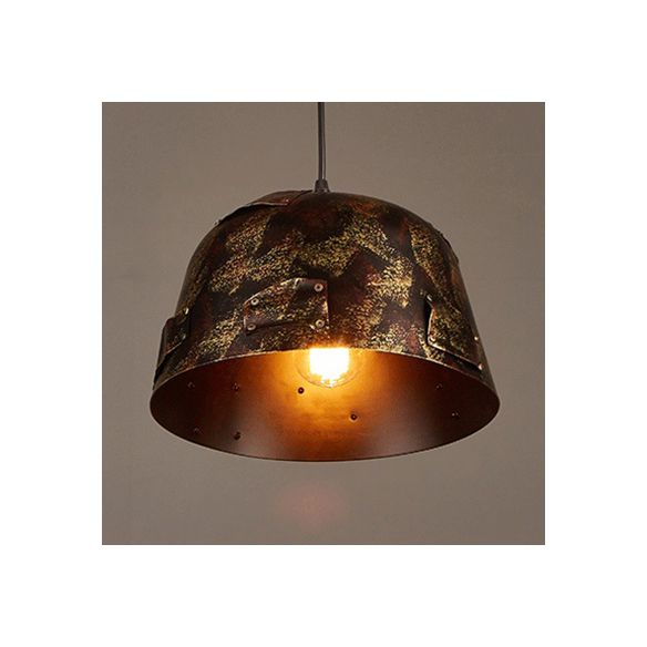 Rustic Stylish Tapered Hanging Lamp 8.5"/9" Wide 1 Light Wrought Iron Pendant Light with Patch Design in Rust