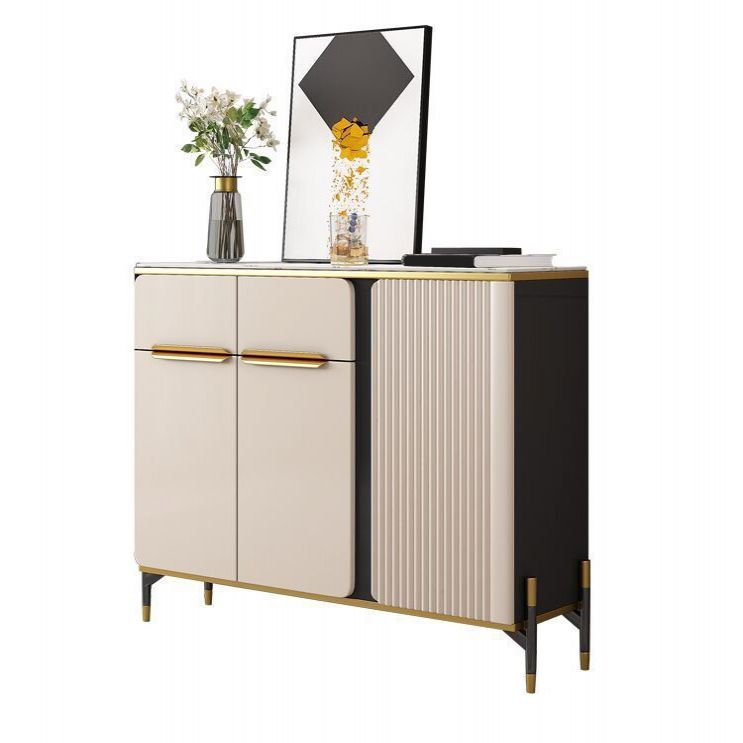 Glam Credenza Stone Buffet Sideboard with Drawers and Cabinets