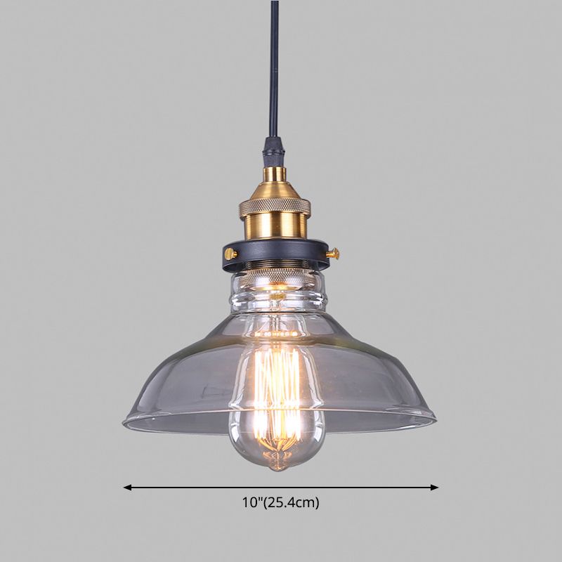 Retro Industrial Messing Anhänger Deckenlampe 1 Leichte klare Glas Anhänger Licht für Wohnzimmer