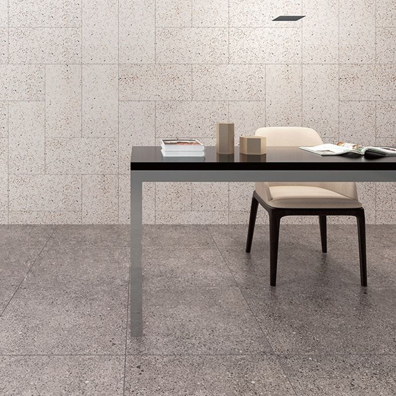 Square Gray Tile Stacked Stone Pattern Matte Floor Wall for Drawing Room