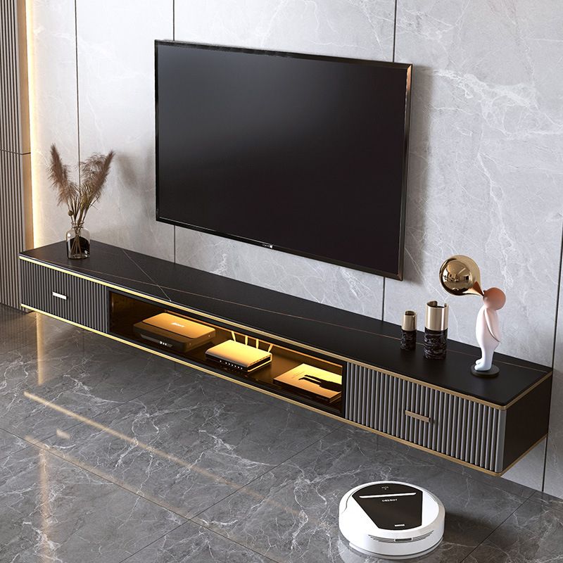 Glam TV Media Stand Wall Mounted TV Media Console with 2 Drawers