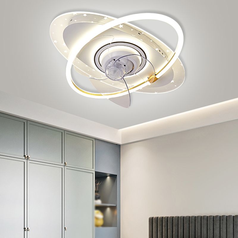 LED Ceiling Fan Light Modern Ceiling Mount Lamp with Acrylic Shade for Bedroom