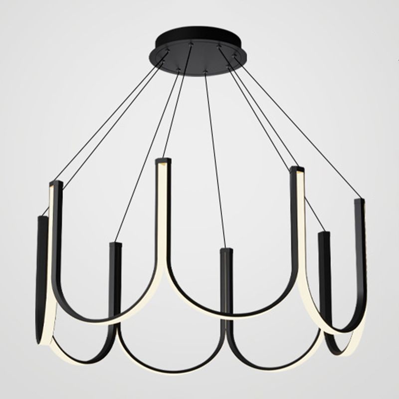 Modern Style Unique Chandelier Metal Multi Light Hanging Lamp for Living Room