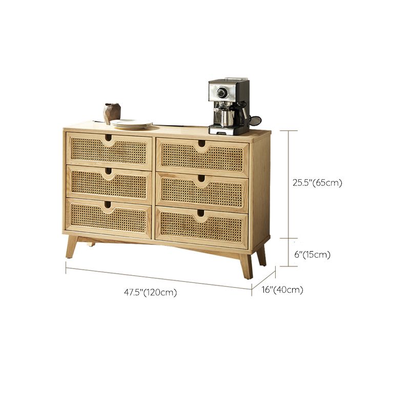 Contemporary Solid Wood Chest with Drawers and Wooden Legs in Natural