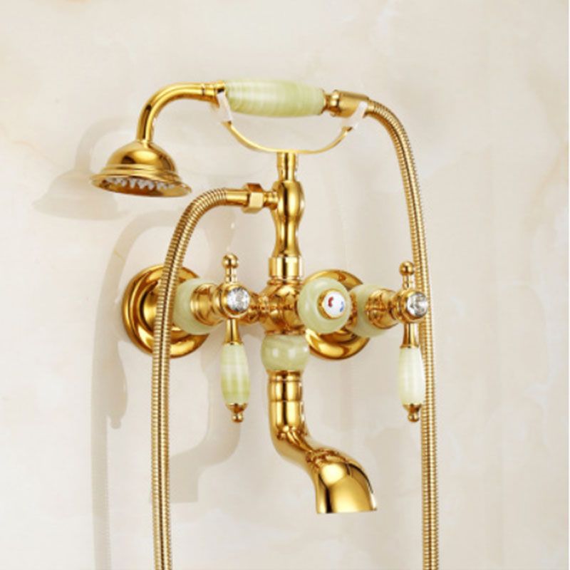 Traditional Style Tub Faucet Copper Wall-mounted Tub Faucet with Hand Shower