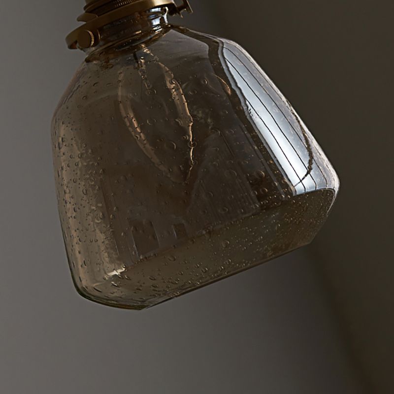 Glass Shade Pendant Light Fixture Tapered 1-Light Industrial Style Brass Hanging Light