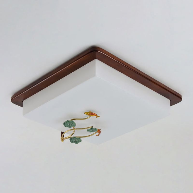 1-Light Flush Mount Ceiling Light Modern Wood Flush Mount Lighting