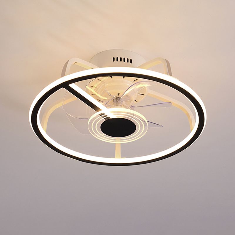 7-Blade LED Ceiling Fan Modernism Metallic Fan with Light for Bedroom