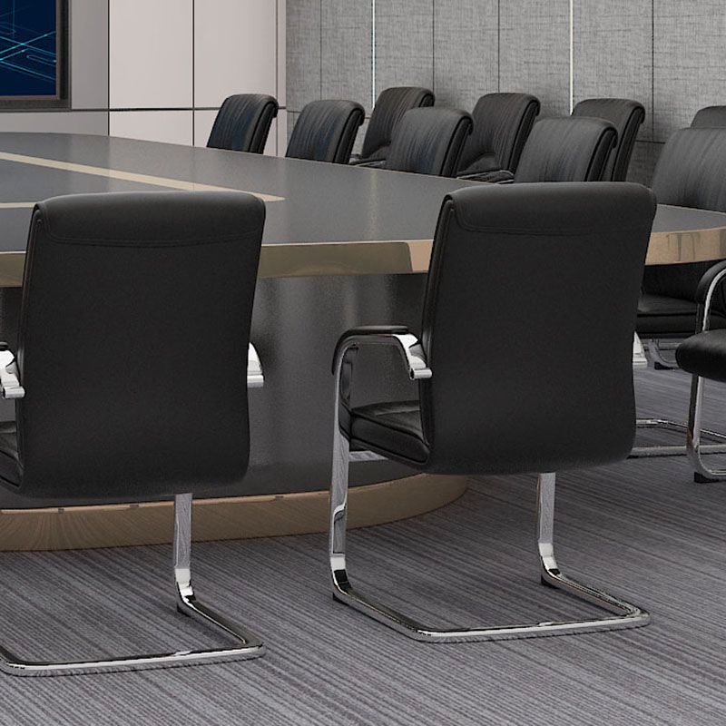 Modern Leather Management Conference Chair No Wheels Conference Chair