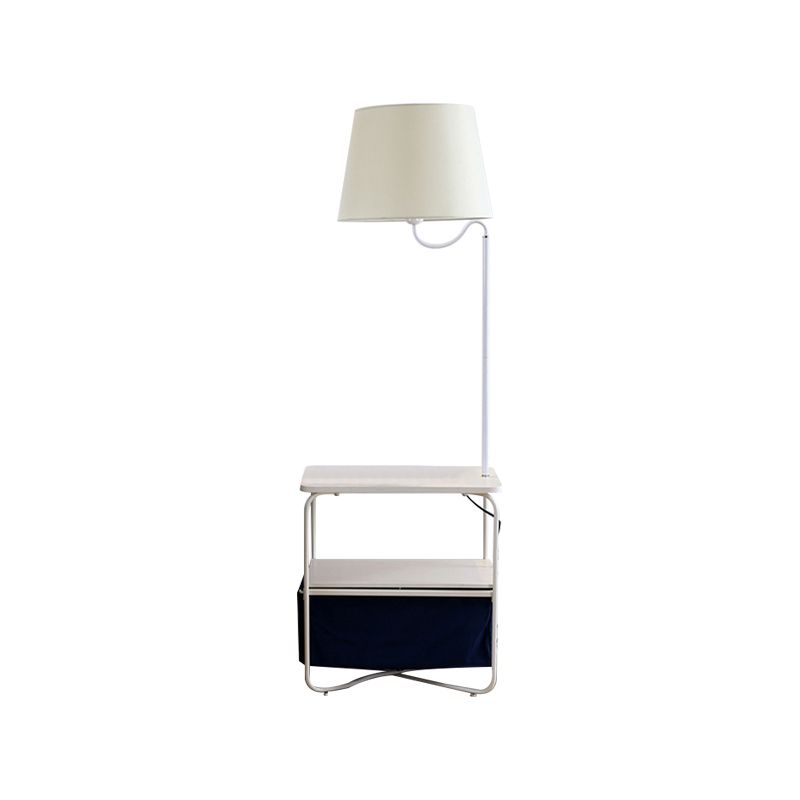 Modern Urn-Like Standing Lamp Metal 1 Bulb White Floor Reading Light with Round/Square Table for Bedside