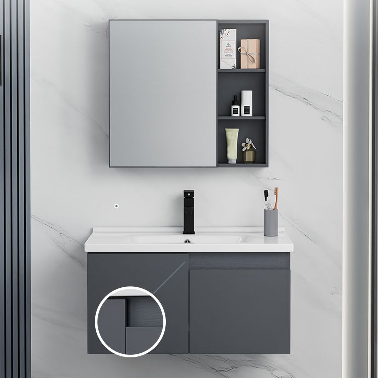 Wall Mounted Bathroom Vanity Modern Metal Vanity Set with Sink Included