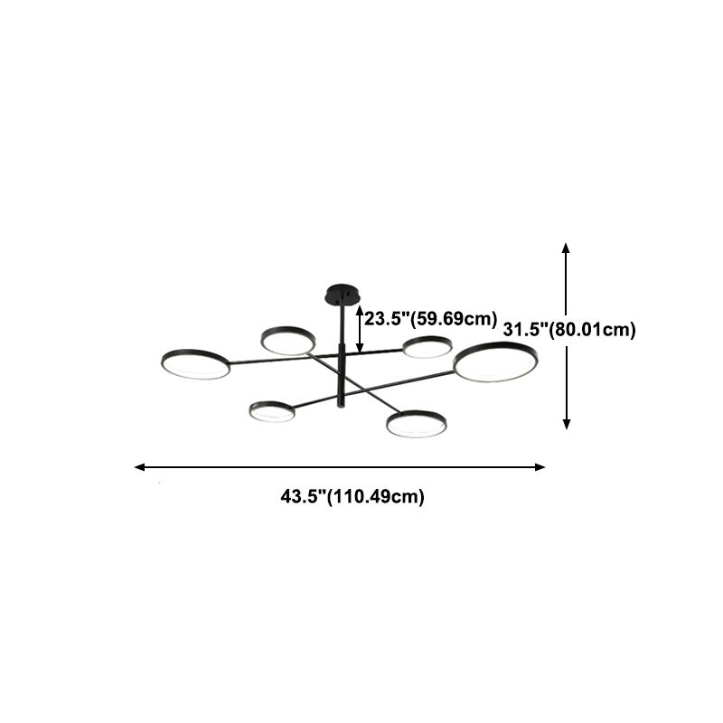 Moderne stijl cirkelvorm hanger kroonluchters metalen kroonluchter lichten in zwart