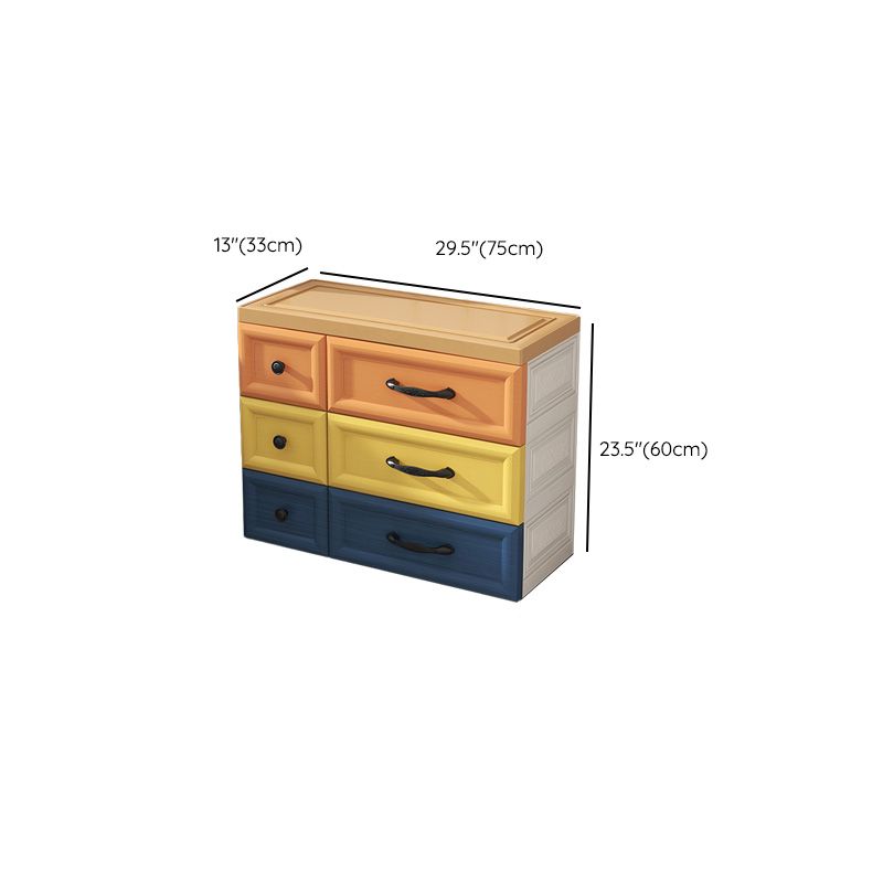 Ultra Modern Plastic Kids Nightstand with Drawers and Legs for Bedroom