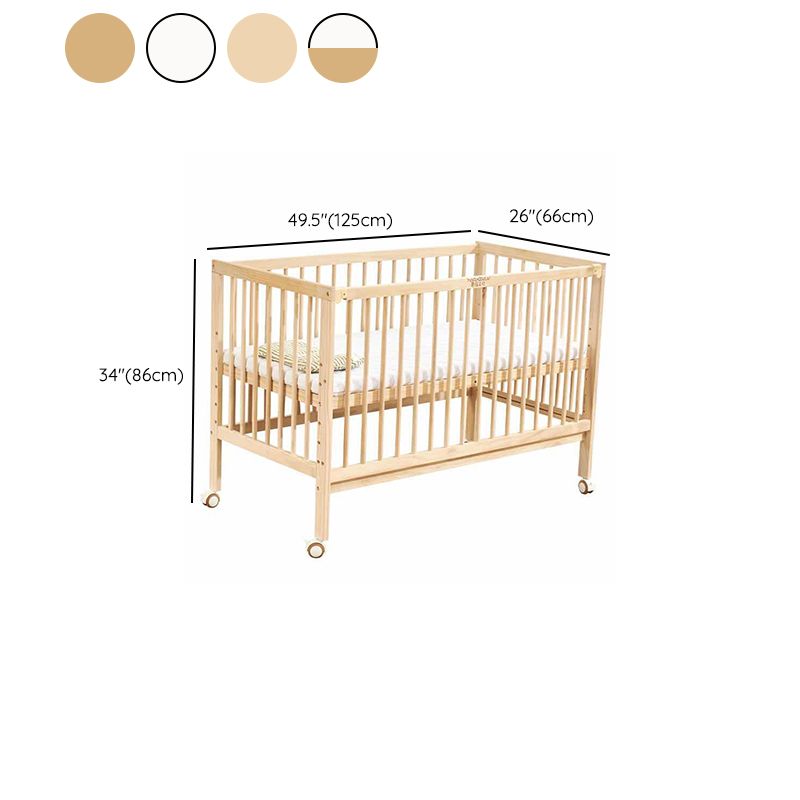 Modern Wood with Guardrail with Adjustable Height Nursery Crib