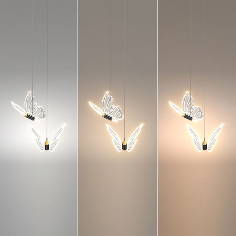 Butterfly Hanging Light Fixture Modern LED Pendant Lamp with Acrylic Shade for Bedroom