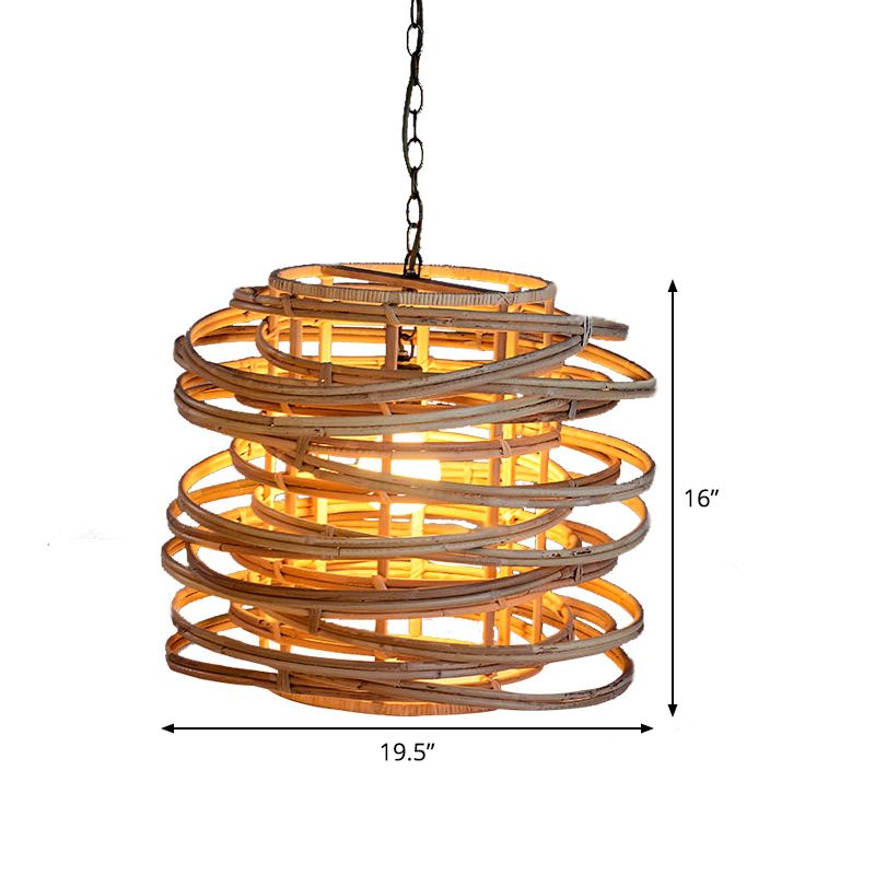 Asia 1 cima a sospensione illuminazione in legno kit lampada sospesa con tonalità di bambù per casa da massaggio