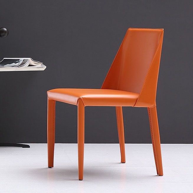 Contemporary Leather Dining Chair Parsons Chair in Matte Finish for Home