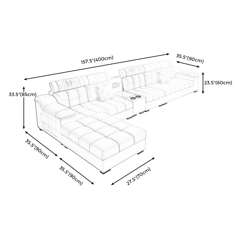 Contemporary Sofa Grey High Back Sloped Arms Sofa/Sectional for Living Room