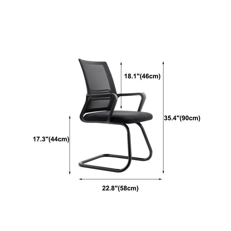 Black Mesh Office Chair Metal Frame Fixed Arm Desk Chair for Home and Office