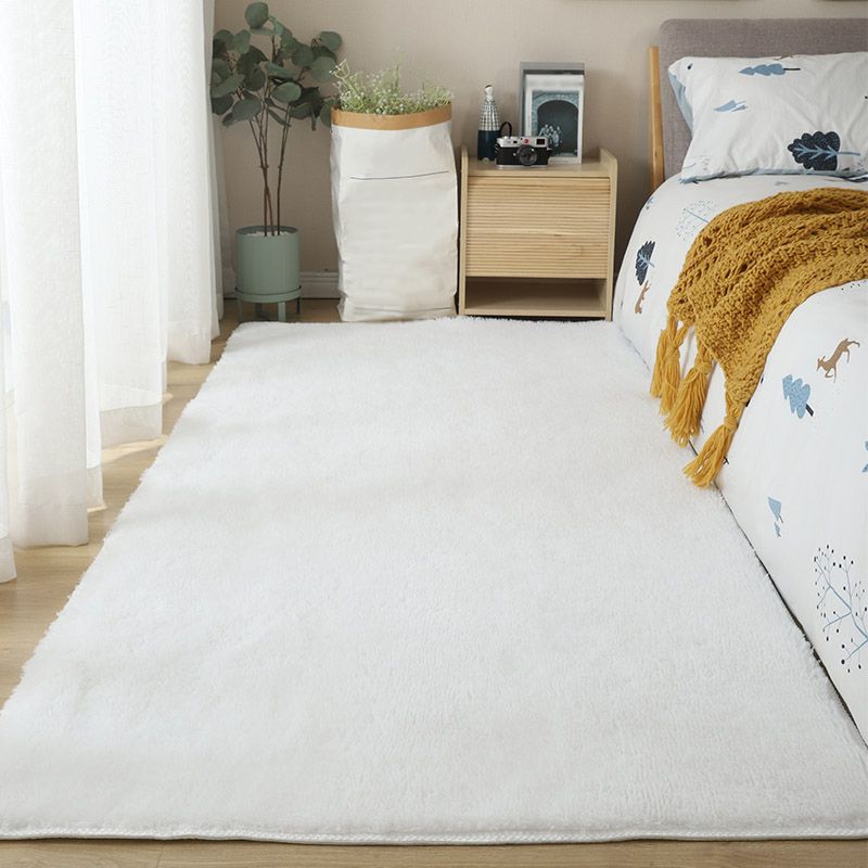 Alfombra de área de dormitorio blanco alfombra de área de poliéster de color sólido