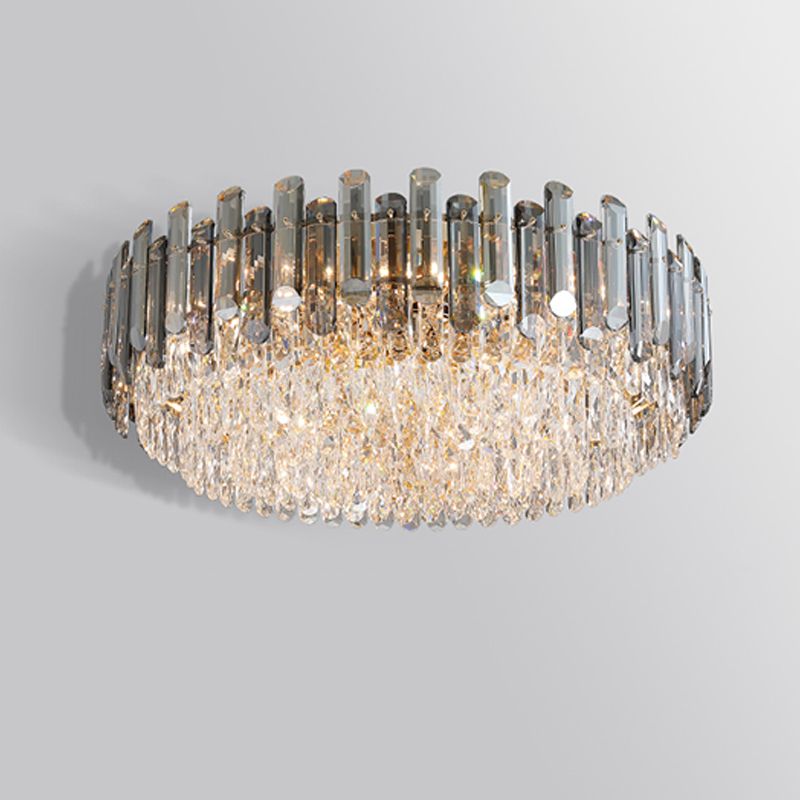 Modern Ceiling Lamp Household Flush Mount Light Fixture with Crystal Shade for Bedroom