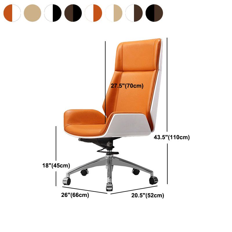 Contemporary Leather Executive Chair Swivel with Wheels Office Chair