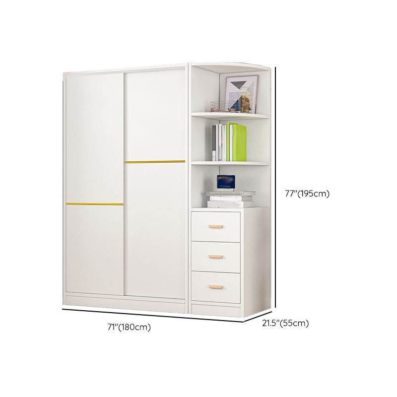 Urban Wooden Coat Locker in White Matte Finish 3-Drawer Kid's Wardrobe