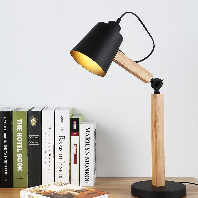 Metal Tapered Desk Light Modern 1 Head Night Table Lamp in White/Black with Rotating Node