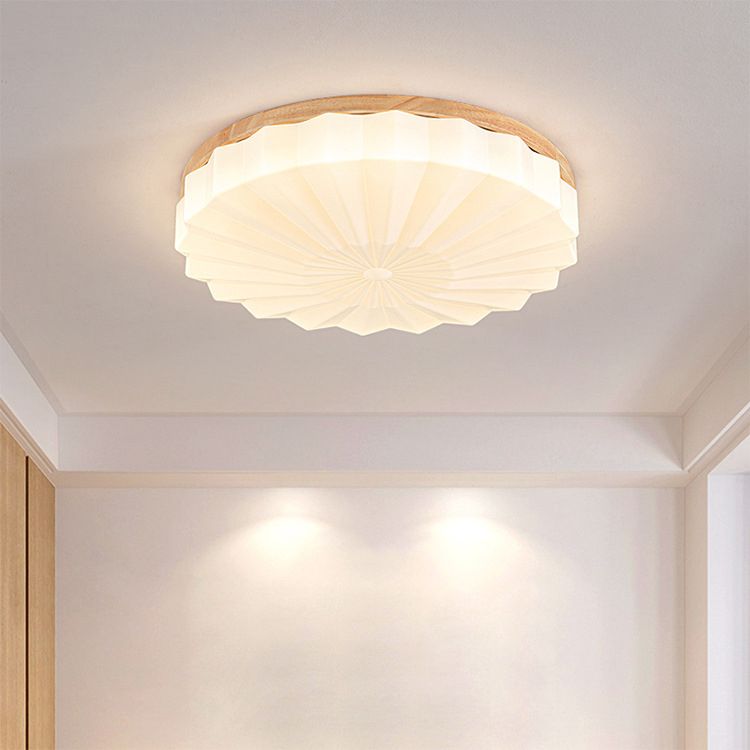 Modern Flush Light Wood and Acrylic Ceiling Lighting for Bedroom