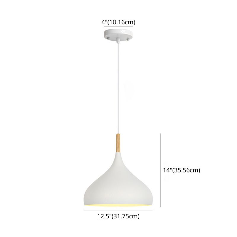 1 Light Teardrop Hanging Ceiling Light Nordic Aluminum Hanging Light for Restaurant