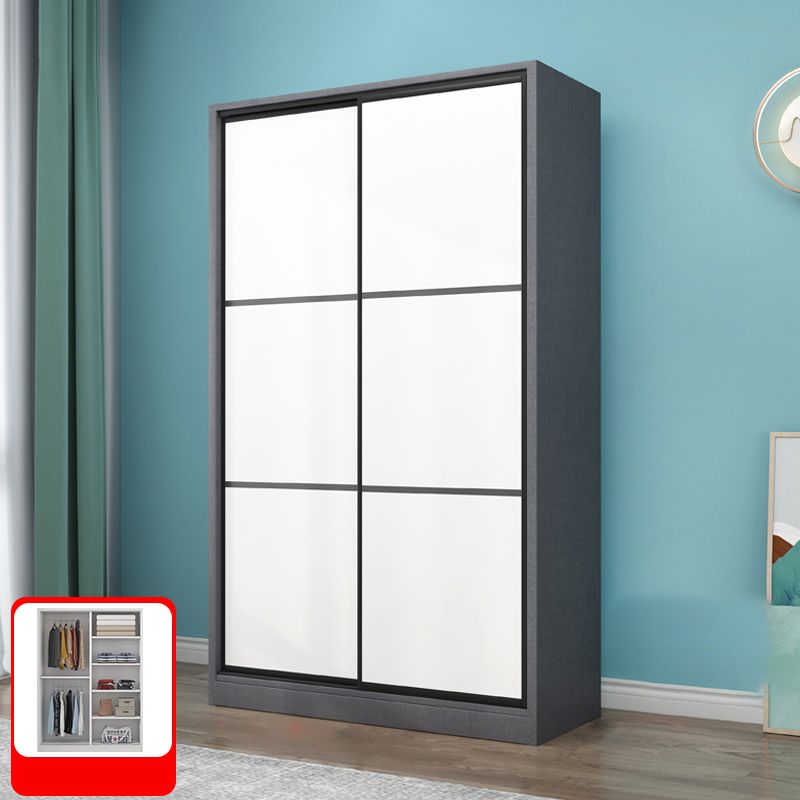 Gray Modern Coat Locker Wooden 3-Drawer Matte Finish Closet with Garment Rod